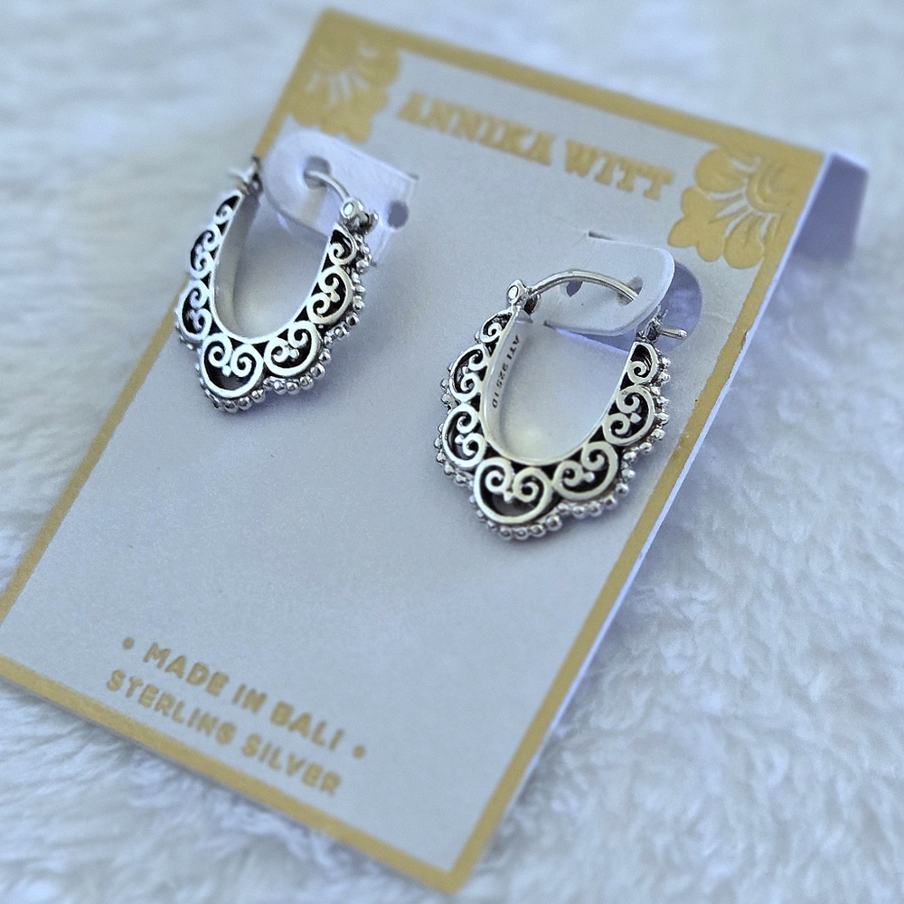 Annika Witt Small Sterling Silver🤍 Bali🇲🇨 Tribal Earrings - Picture 4 of 16